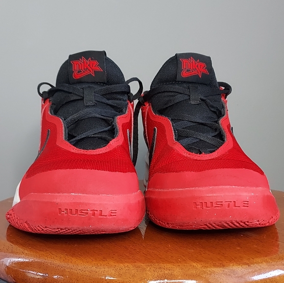 Nike, tennis shoes, bright red w/ black swoosh, youth size 5.5 - Picture 2 of 9